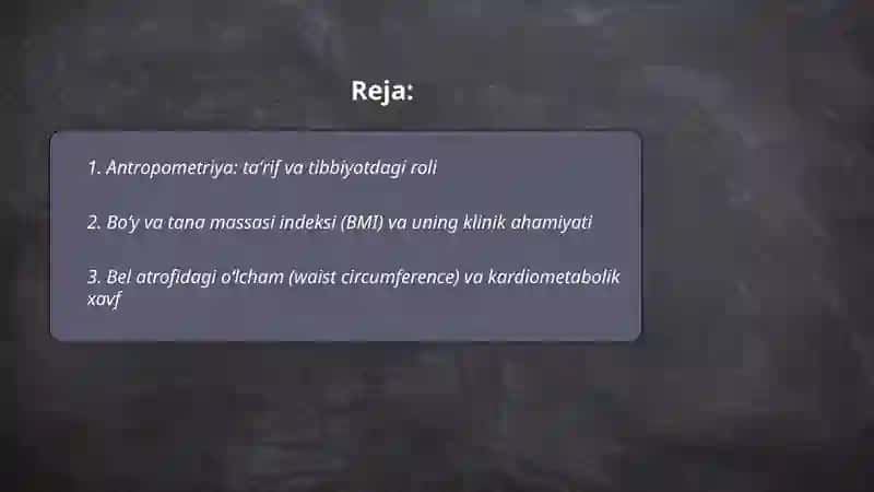 Antropometrik ko'rsatkichlarini oʻlchashning tibbiyotdagi ahamiyati 2