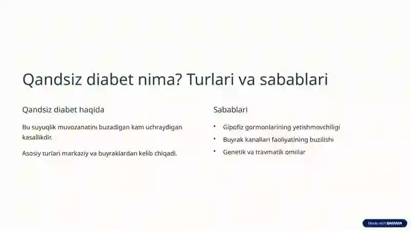 Qandsiz diabetni davolash uchun dorilar 2