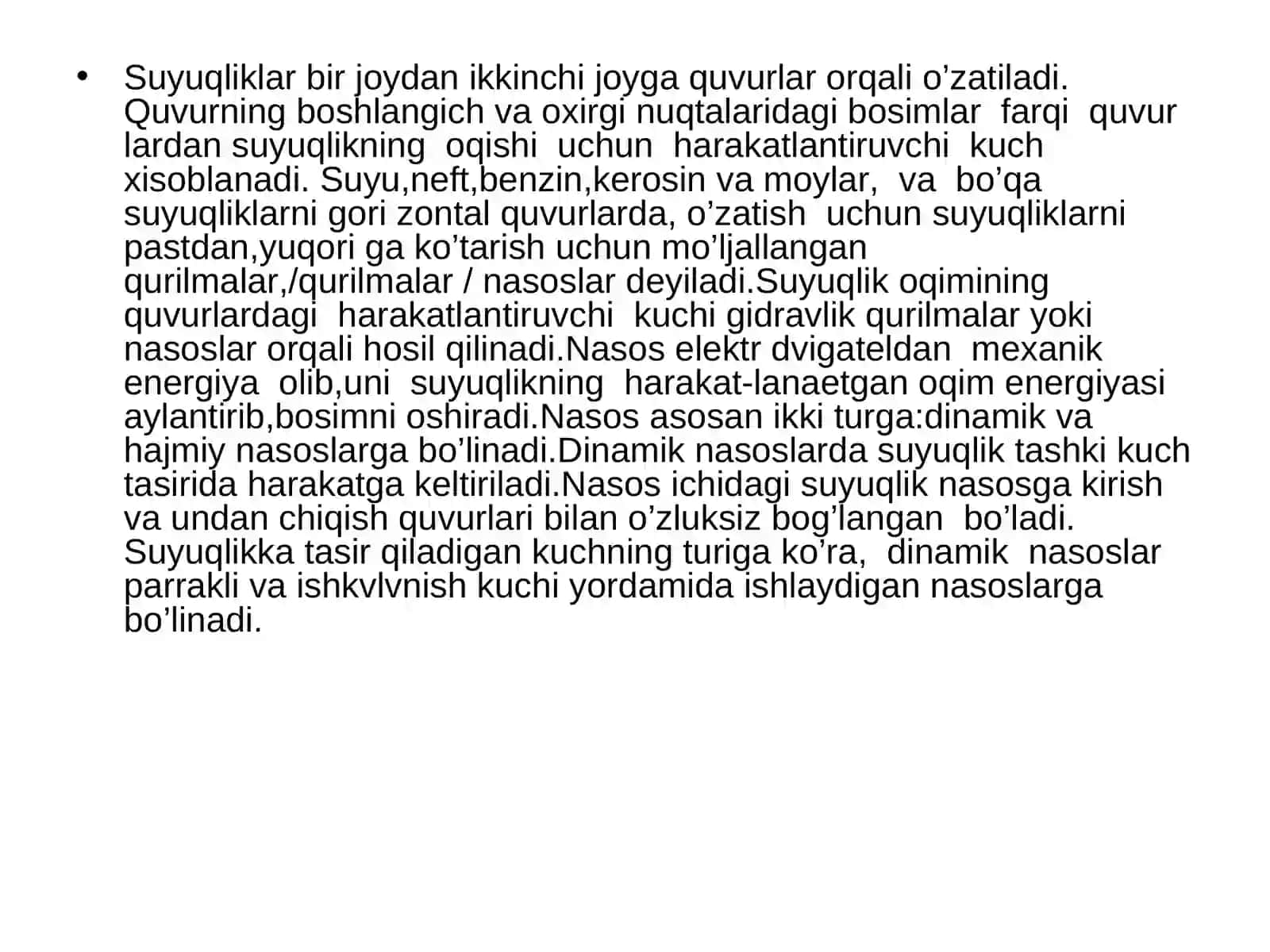 8-ma’ruza SUYUQLIKLARNI UZATISH 2