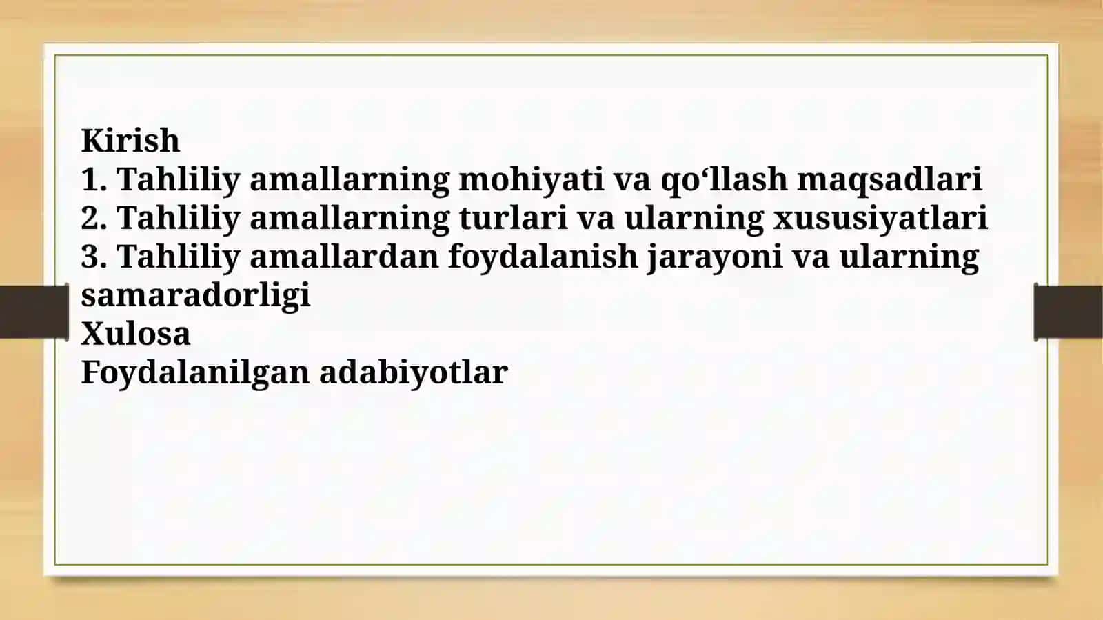 Tahliliy amallarning mohiyati va turlari 2