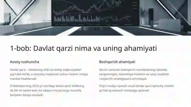 Davlat qarzi va uning boshqaruvi: O'zbekiston misolida 2
