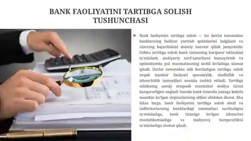 Bank faoliyatini tartibga solish mexanizmlari 2
