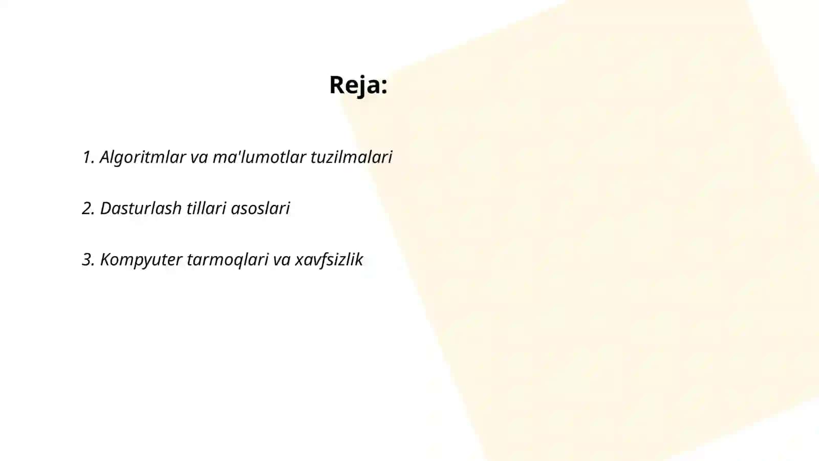Algoritmlar va ma'lumotlar tuzilmalari 2