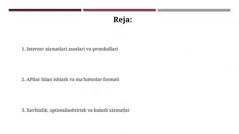 Internet xizmatlari asoslari va protokollari 2