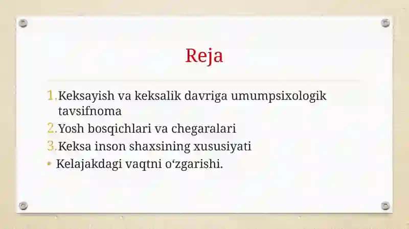 Keksayish va keksalik 2