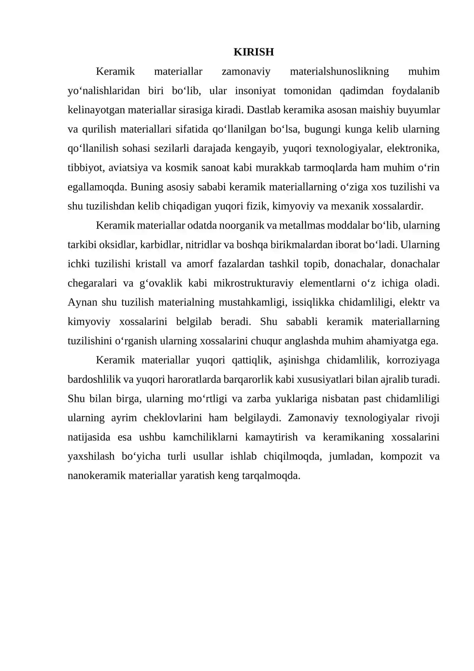 Keramik materiallarning tuzilishi va xossalari 2