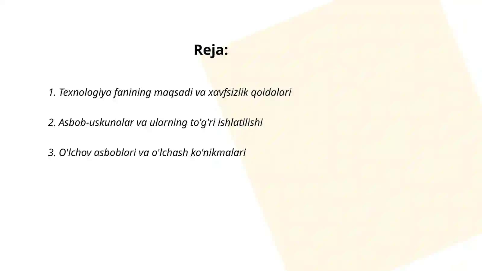 Texnologiya fanining mazmuni 2