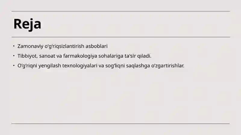 Zamonaviy oʻgʻriqsizlantirish asboblari 2
