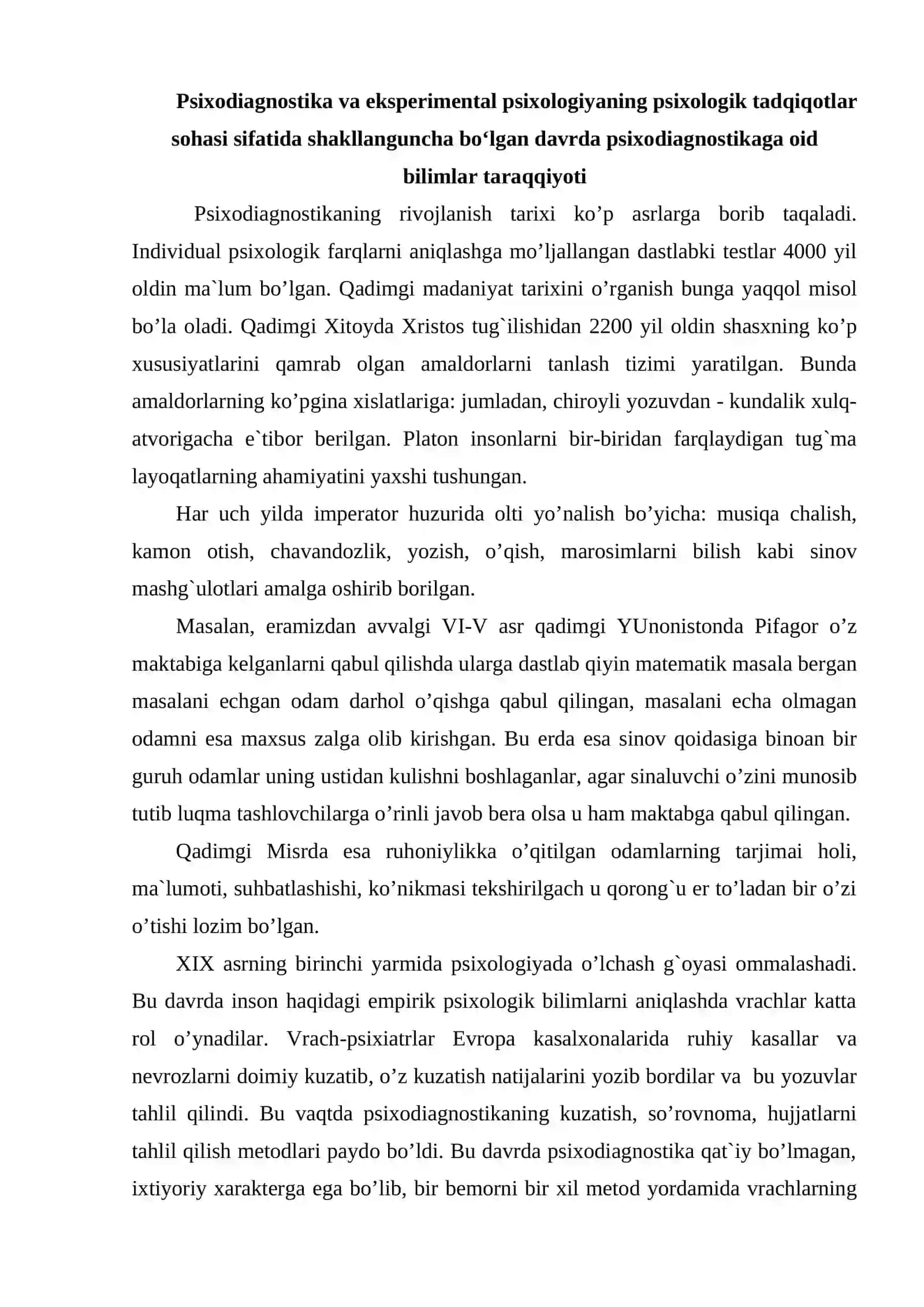 Psixodiagnostika va eksperimental psixologiya tarixi 2