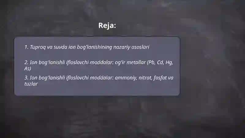 Tuproq va suvda ion bog'lanishining nazariy asoslari 2