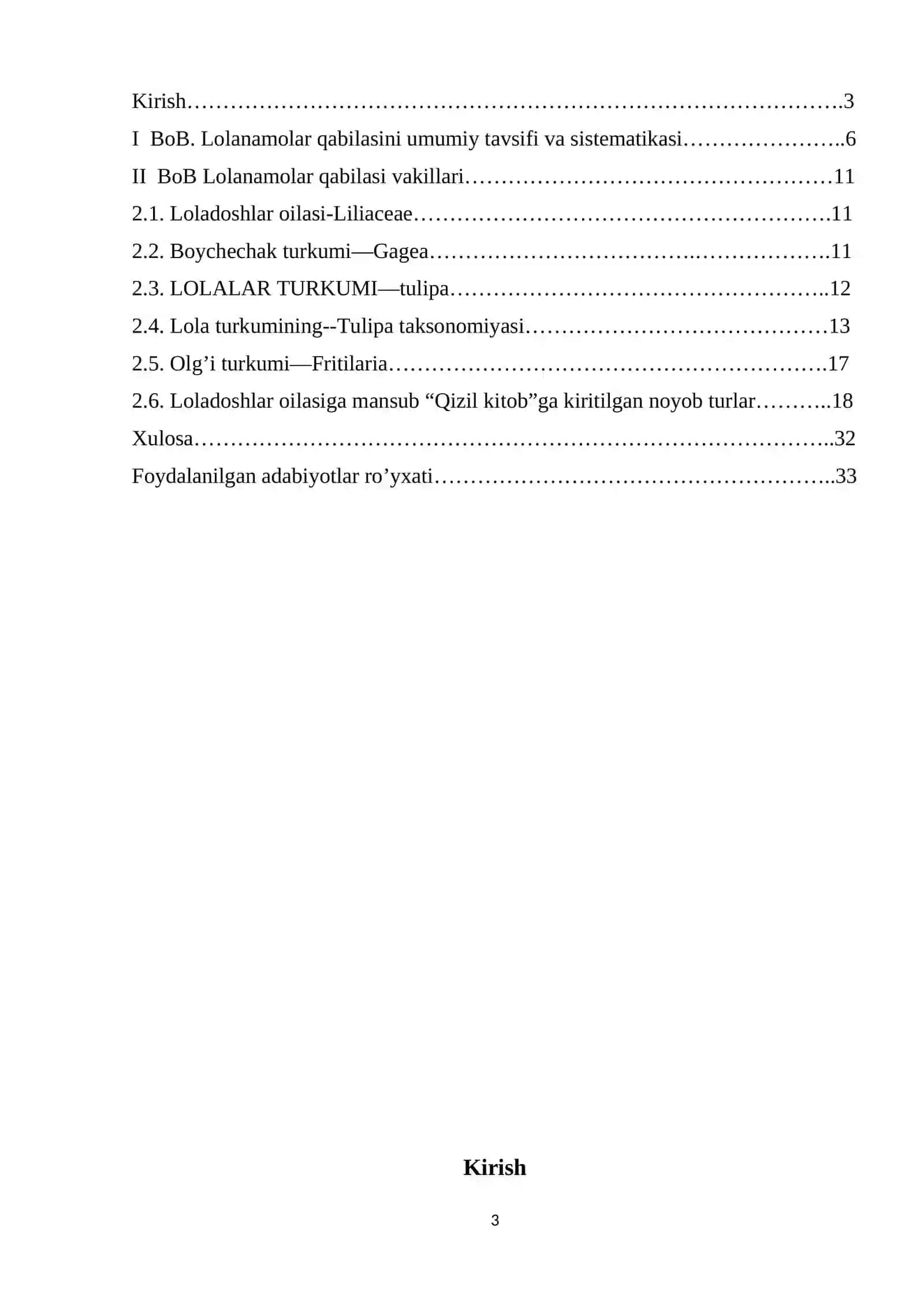 Mavzu: Loladoshlar oilasi 2