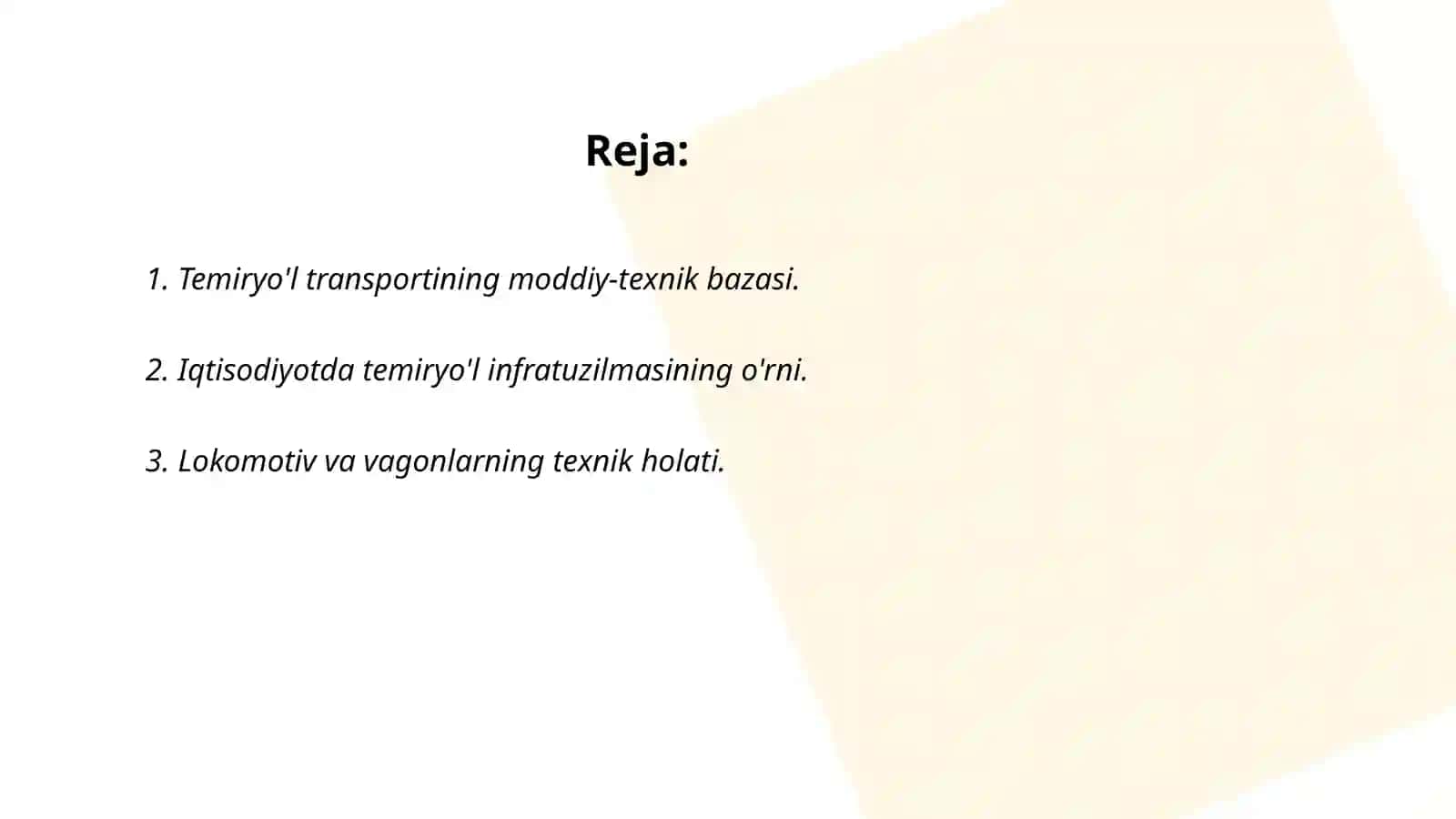 Temiryo'l transportining moddiy-texnik bazasi 2