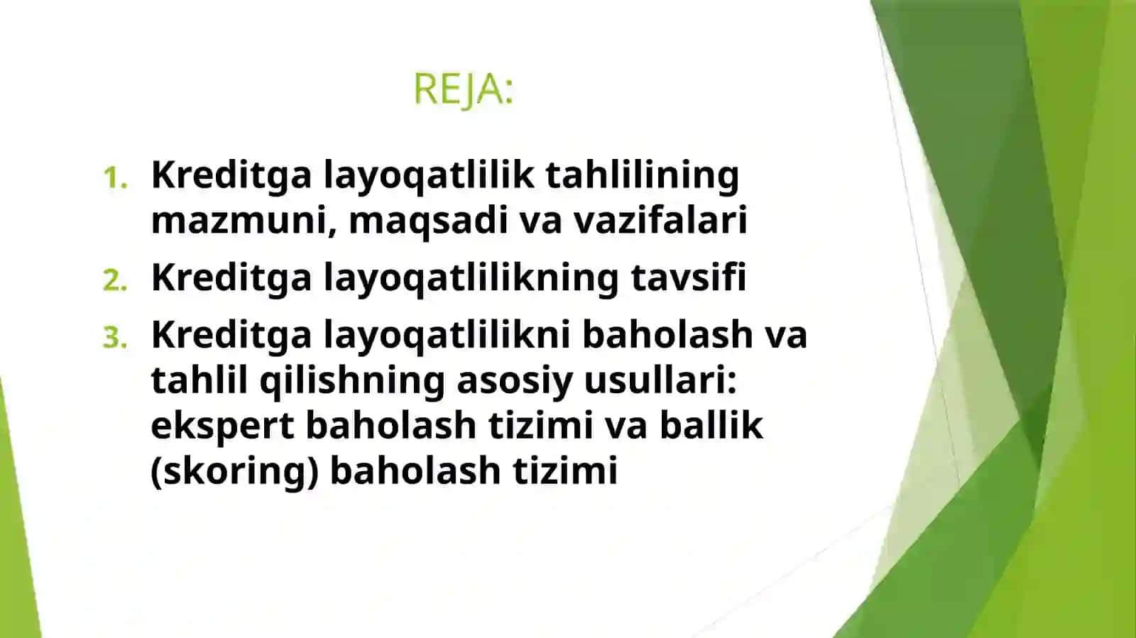 KREDITGA LAYOQATLILIK TAHLILI 2