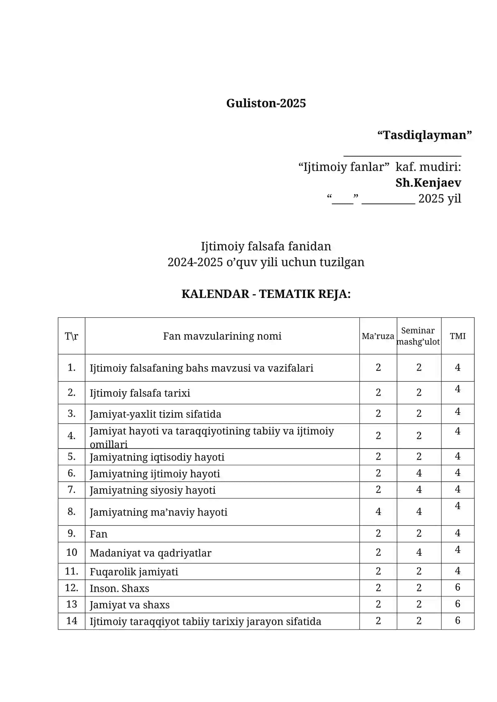 Ijtimoiy Falsafa Bahorgi Ta'lim 2