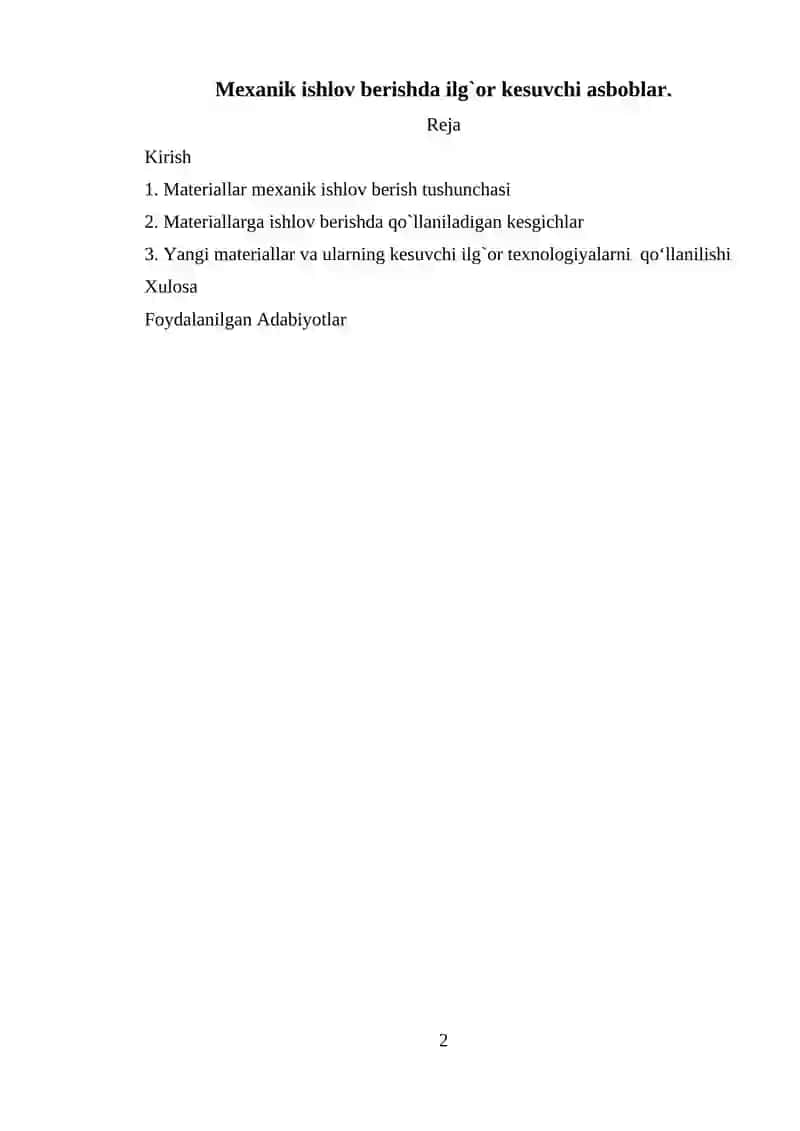 Mexanik ishlov berishda ilg`or kesuvchi asboblar 2