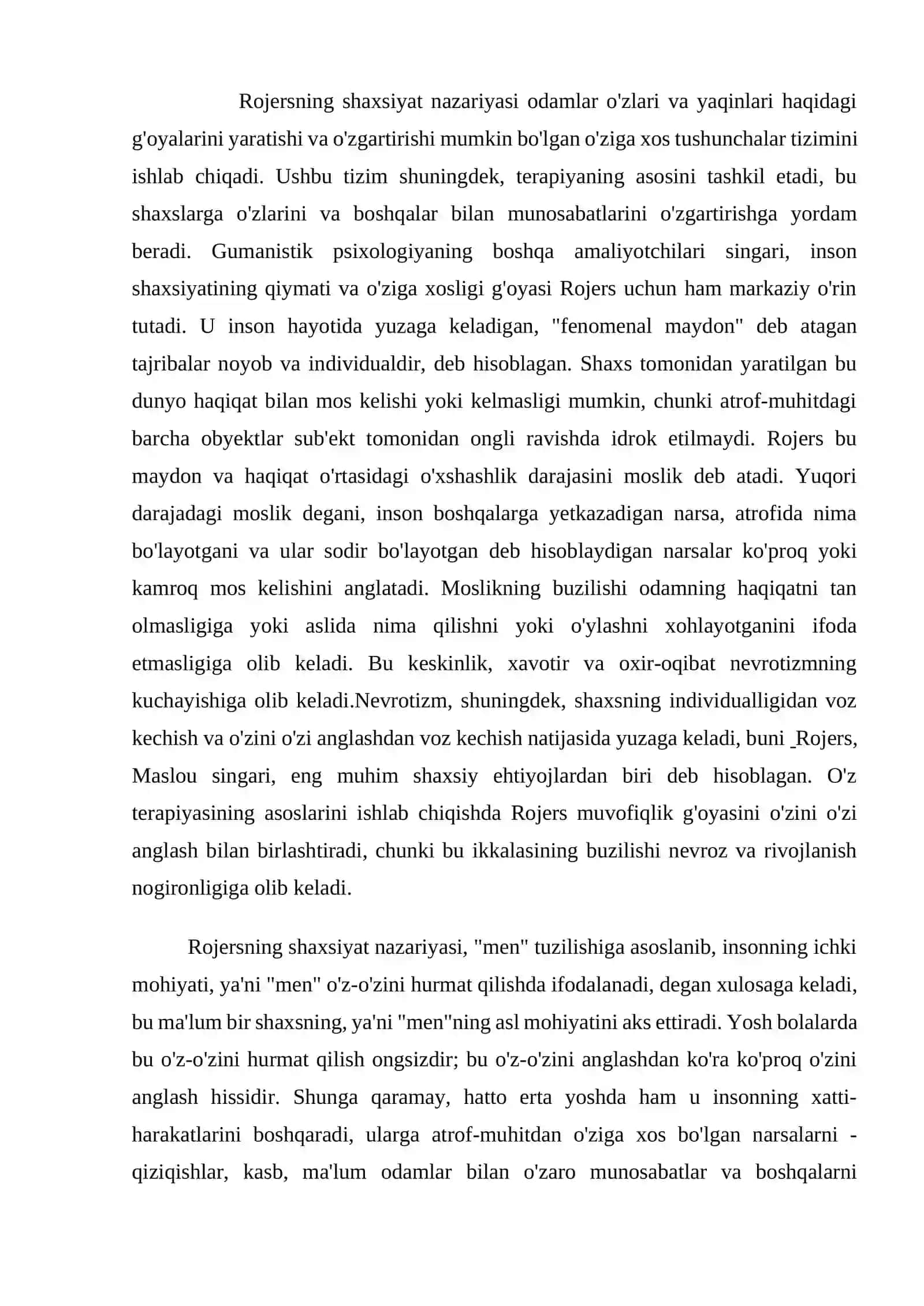 K.Rodjers nazariyasida o‘z-o‘zini baholashga yondashuv 2