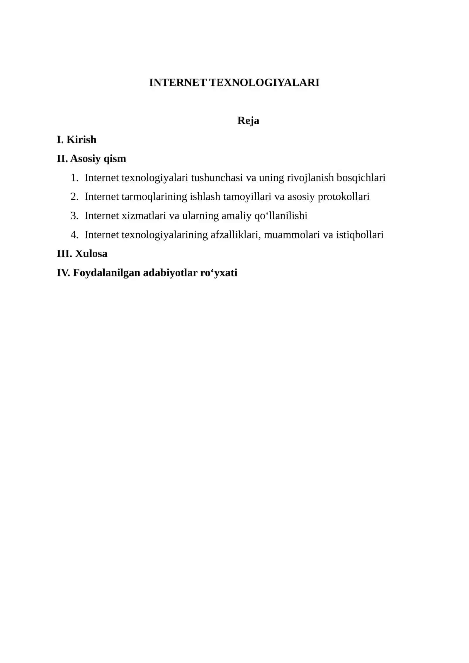 INTERNET TEXNOLOGIYALARI 2