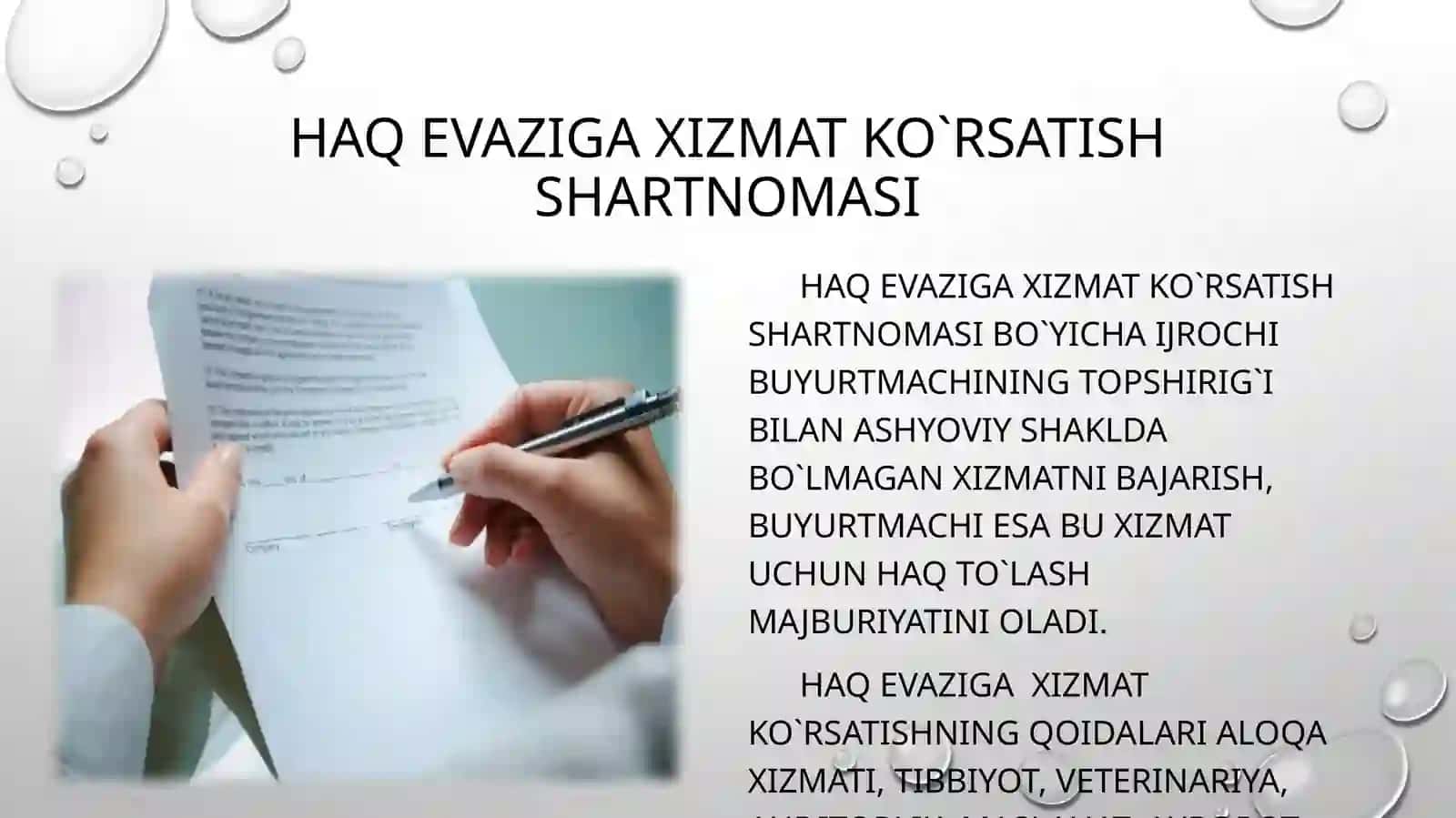 Haq evaziga xizmat ko’rsatish 2