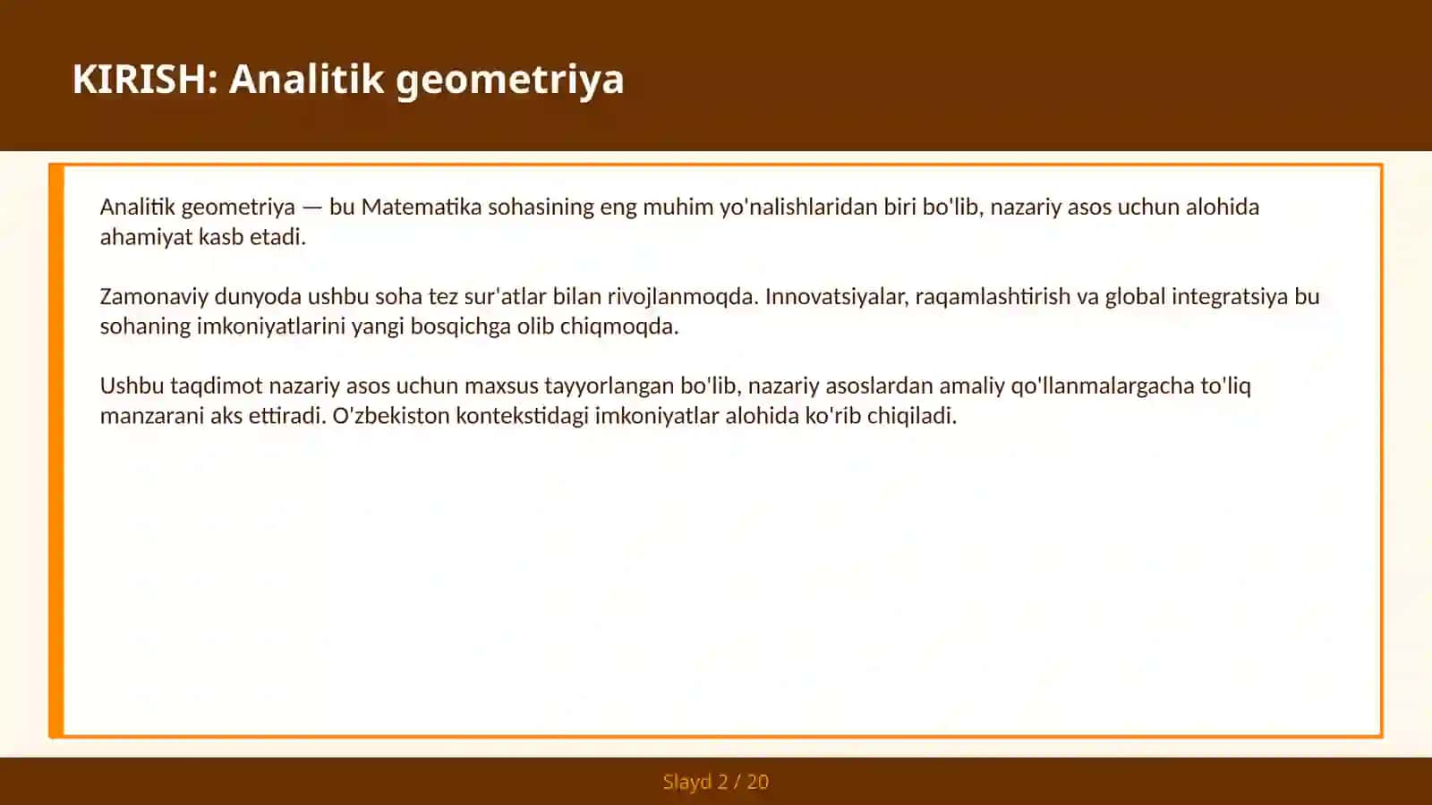 Analitik geometriya 2