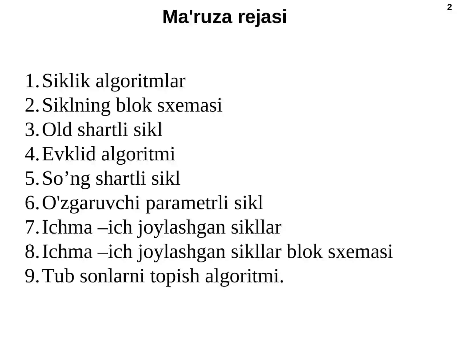 Siklik algoritmlar 2