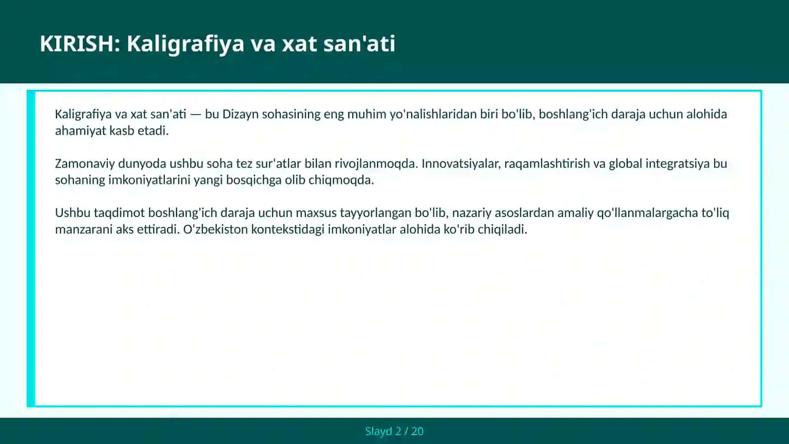 KALIGRAFIYA VA XAT SAN'ATI 2