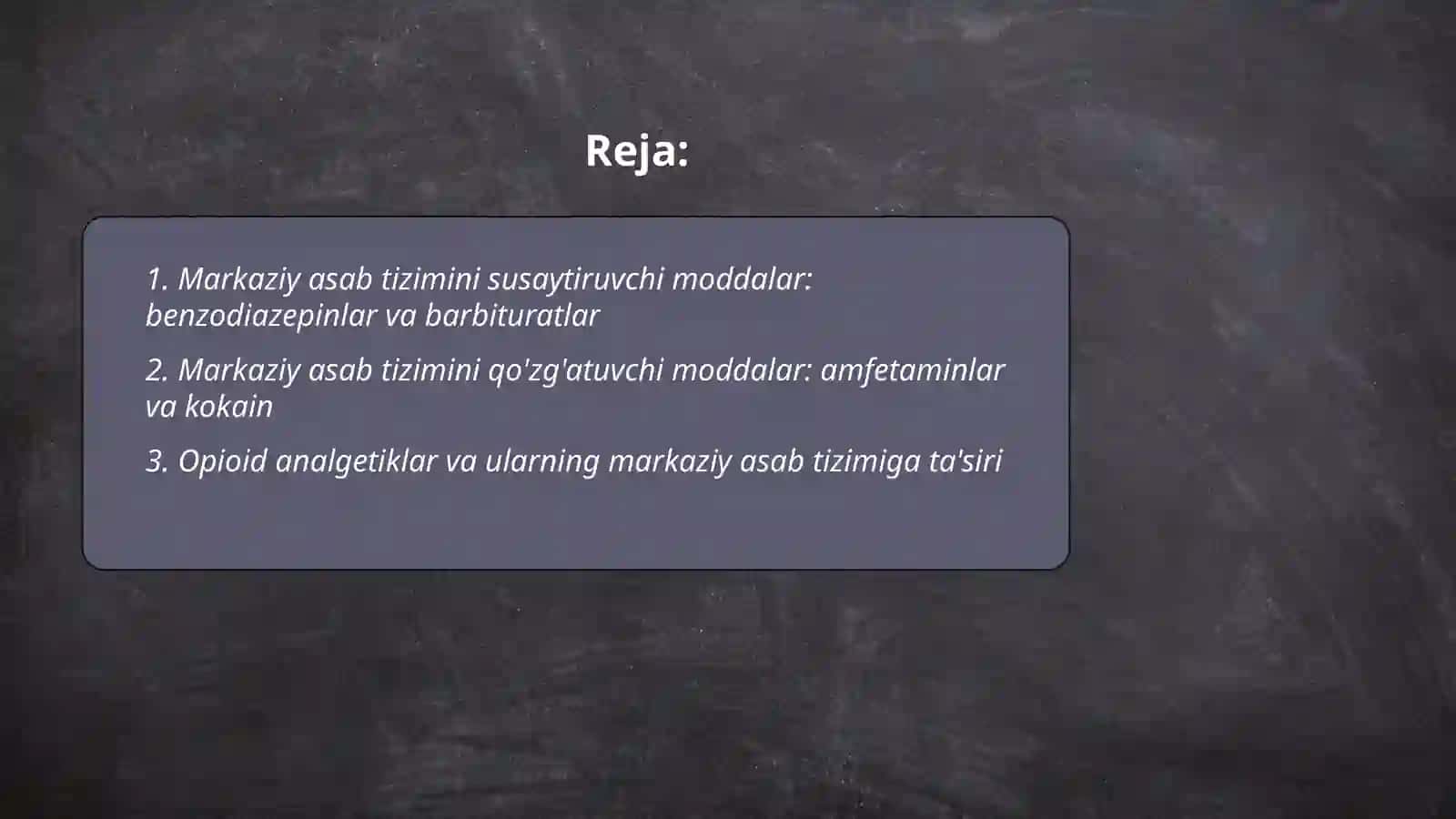 Markaziy asab sistemasiga ta'sir etuvchi moddalar 2
