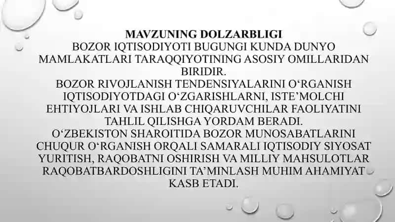 Bozor rivojlanish tendensiyalarini tahlil qilish 2