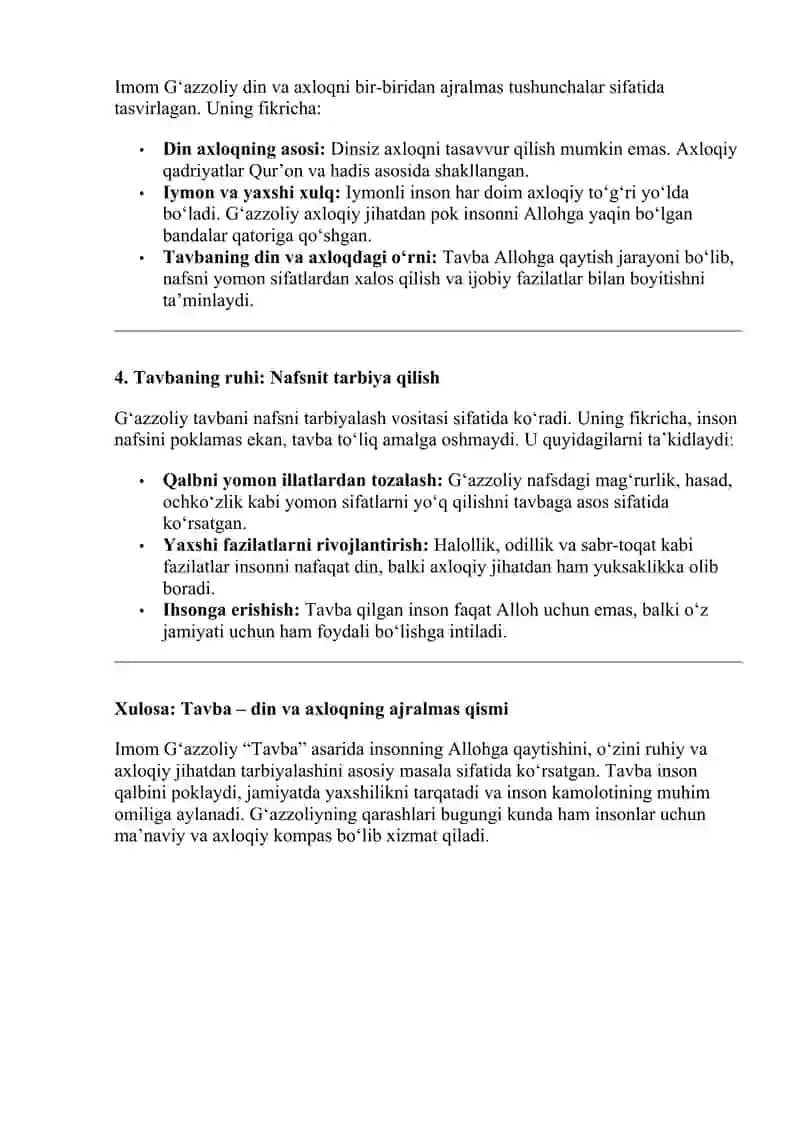 Tavba: Dinning asosiy tamoyillaridan biri 2
