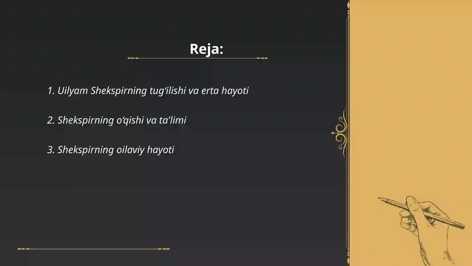 Uiliyam Shekspir hayoti va ijodi 2