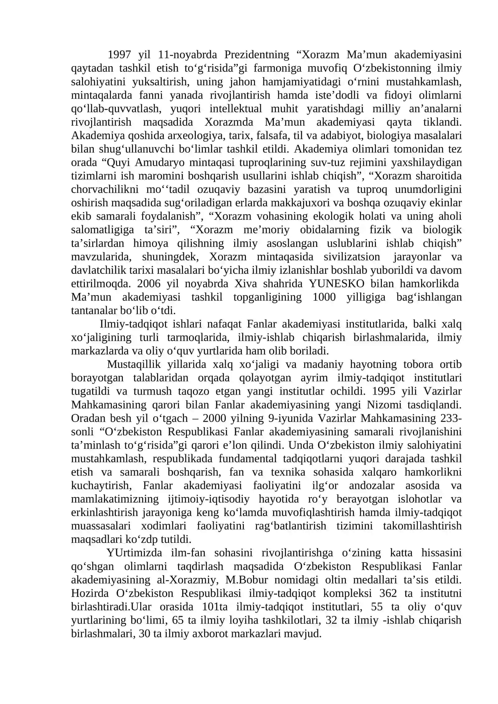 Mustaqillik yillarida ilm-fan rivoji 2