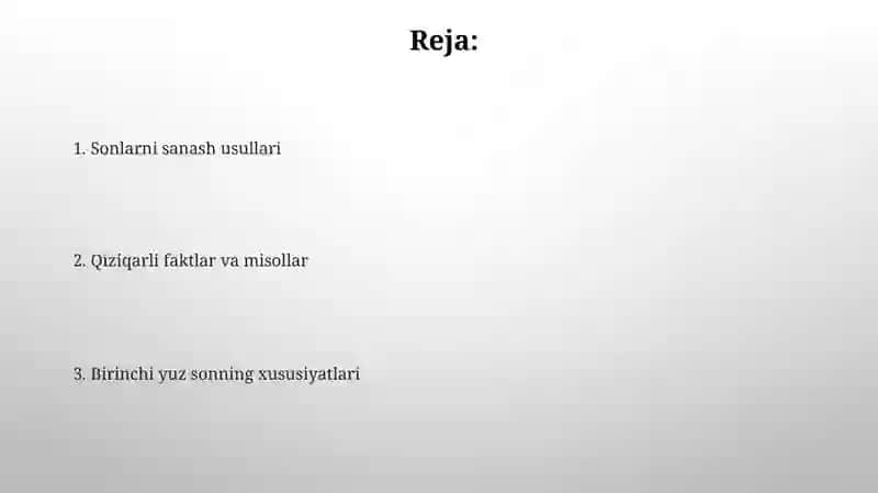 100 ichida sonlarni nomerlash 2