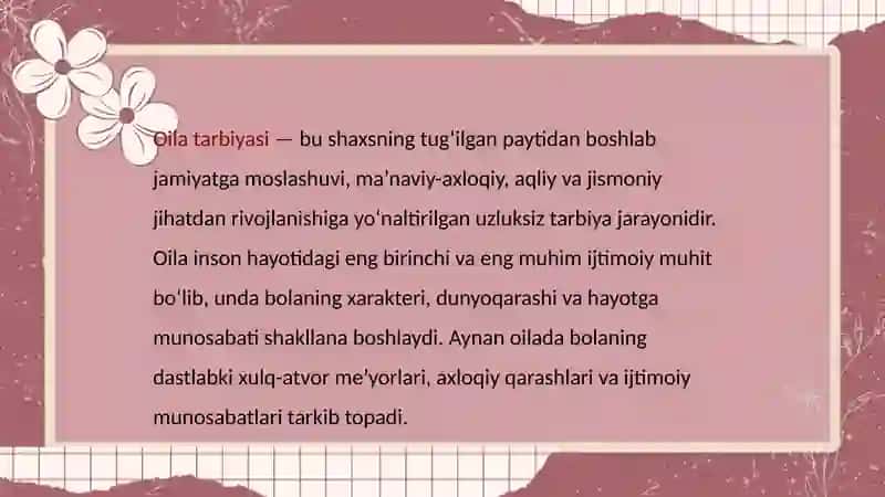 Oila tarbiyasi asoslari 2
