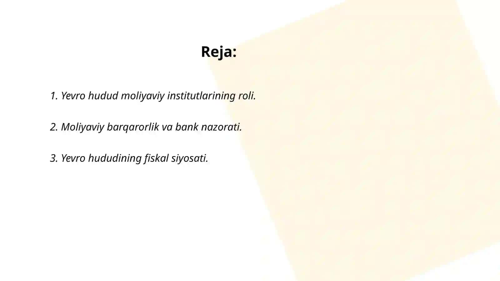 Yevro hudud moliyaviy barqarorligini mustahkamlash masalalari va uning xalqaro valyuta boziriga ta'siri 2