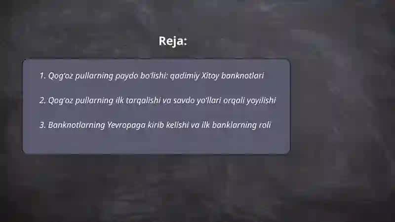 Qogʻoz pullarning rivojlanish bosqichlari 2
