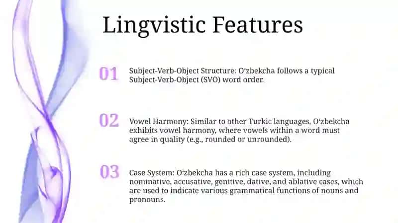 Oʻzbekcha Lingvistic Features 2