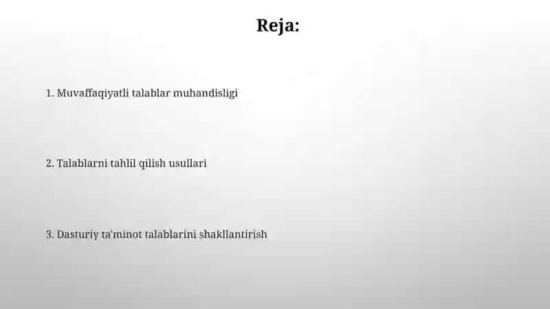 Talablarni tahlil qilish usullari 2