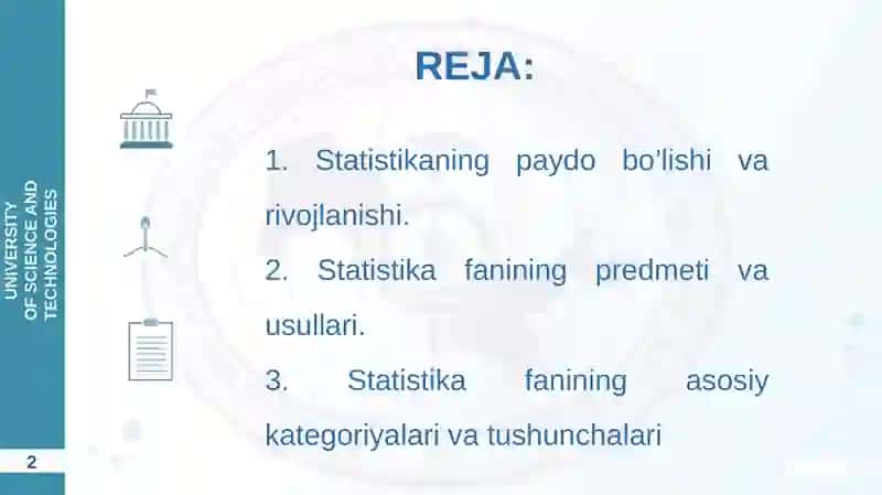 STATISTIKA FANINING PREDMETI VA USLUBI 2