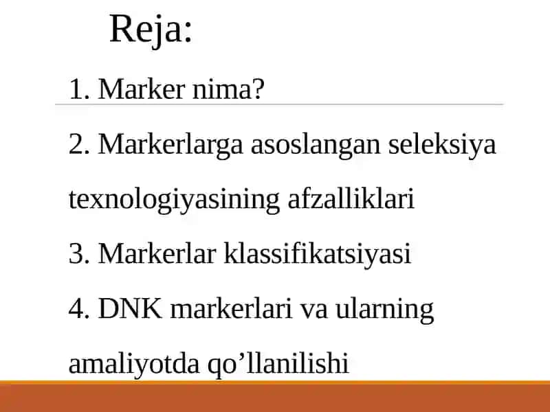 Molekulyar markerlar va ularning amaliyotlarda qo'llanilishi 2