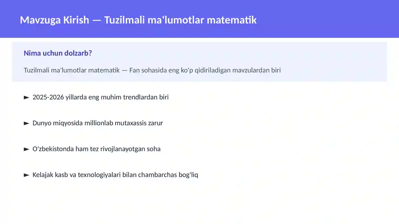 Tuzilmali ma'lumotlar matematik 2