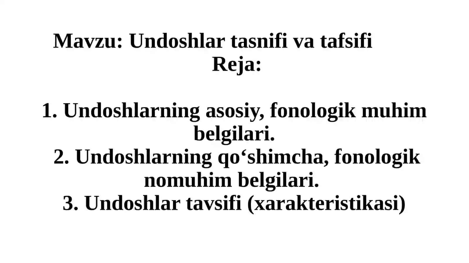 Undoshlar tasnifi va tafsifi 2