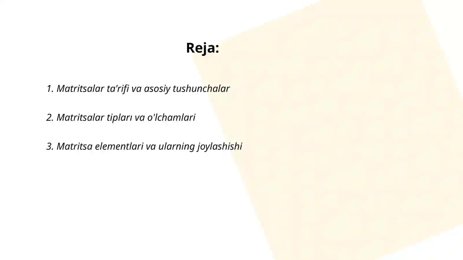 Matritsalar va ular ustida amallar 2