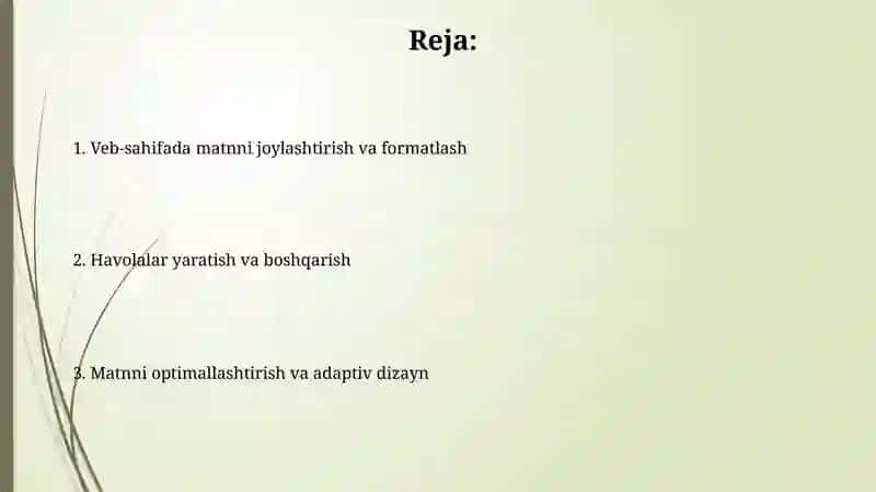 Veb-sahifada matnni joylashtirish va formatlash 2