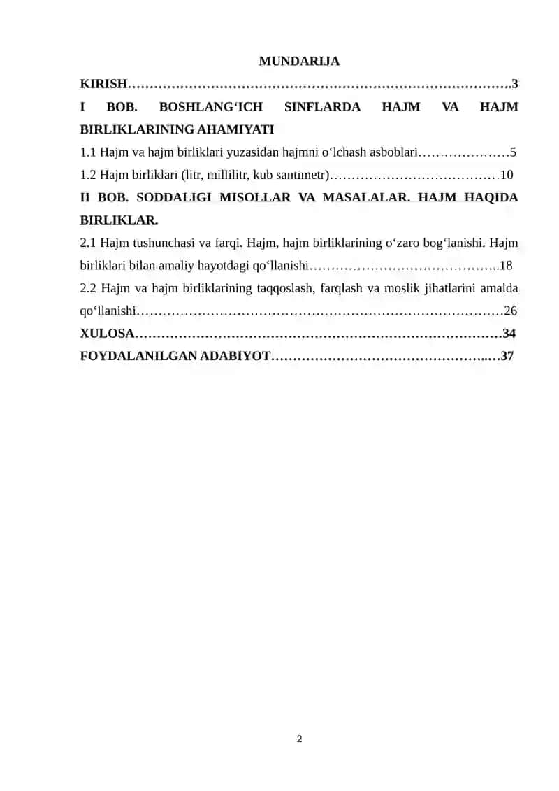 MATEMATIKA DARSLARIDA HAJM TUSHUNCHASINI O‘RGATISH METODIKASI 2
