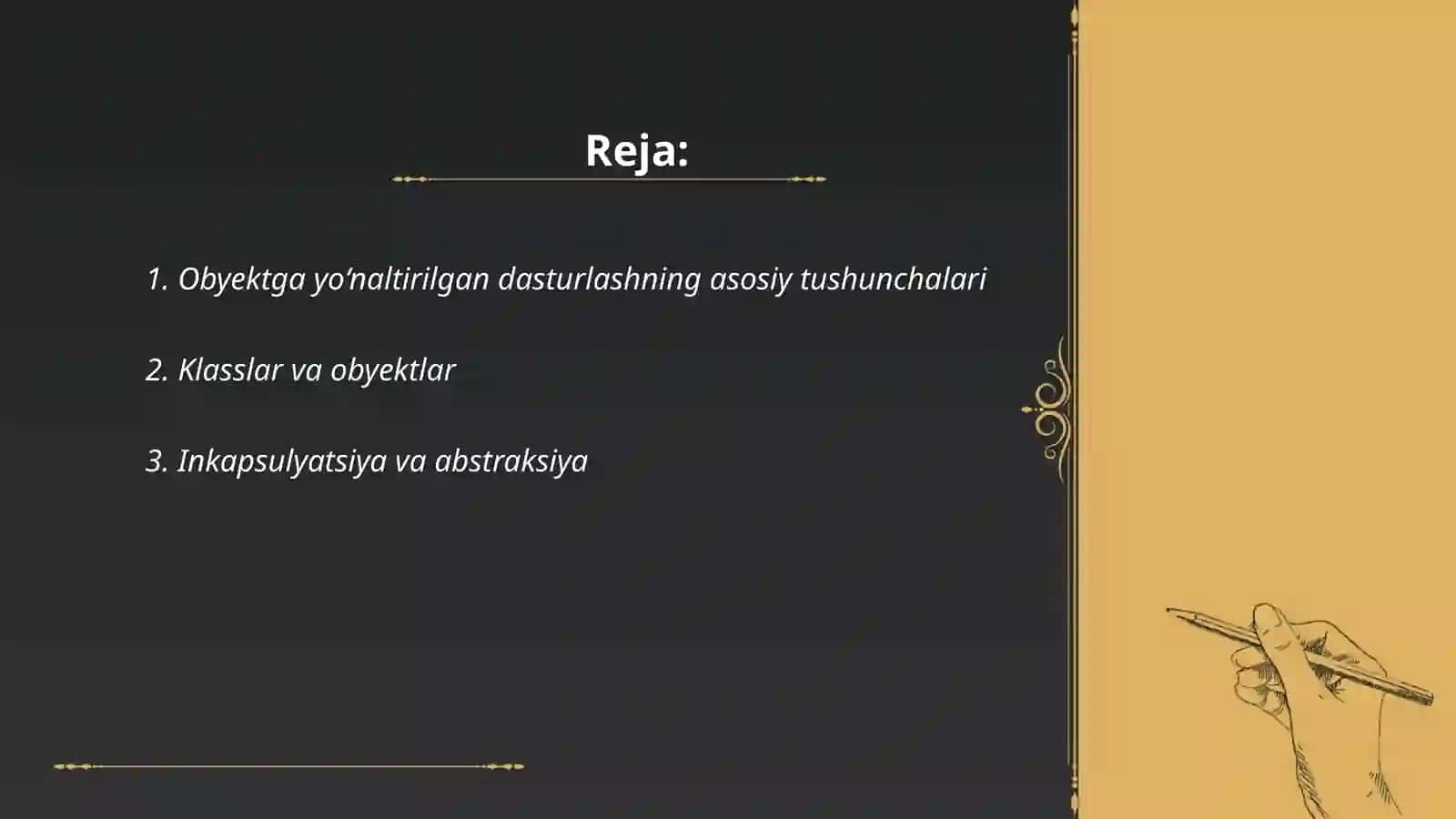 Obyektga yoʻnaltirilgan dasturlash interfeyslar 2