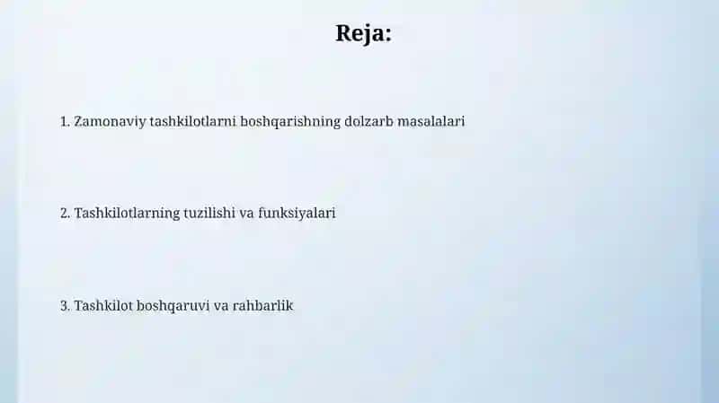 Tashkilotlar va ularni boshqarish 2