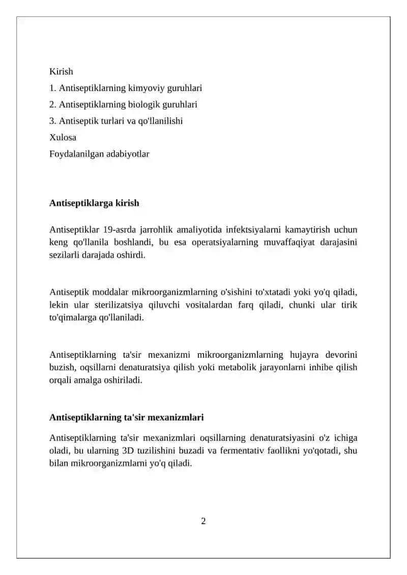Kimyoviy va biologik antiseptiklar guruxlari va turlari 2