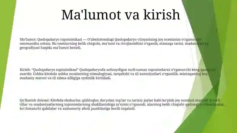 Qashqadaryo Topinimikasi 2