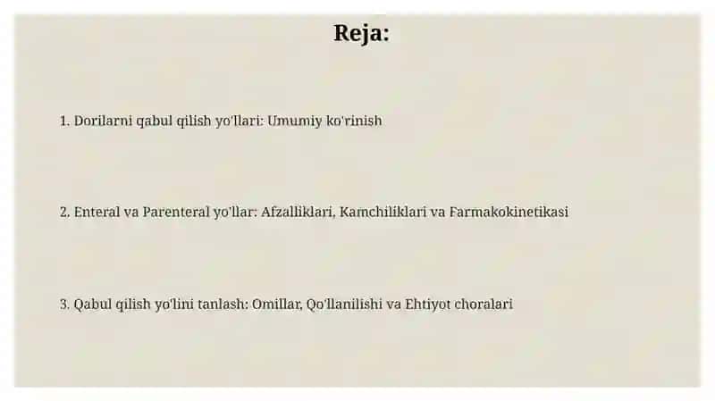 Enteral va Parenteral Dorilar qabul qilish yo'llari 2