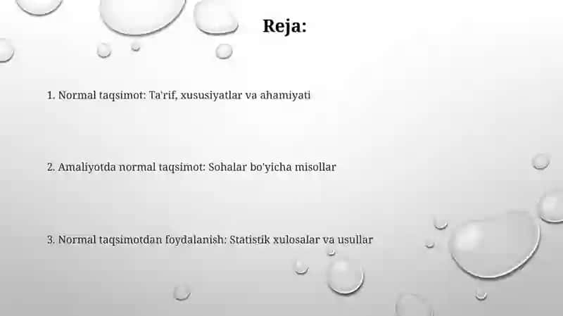 Normal taqsimlanishning tadbiqiy jihatlari 2
