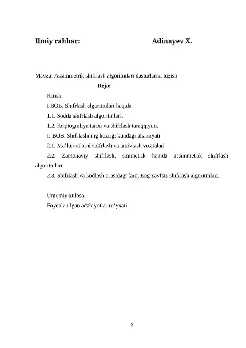 ASSIMMETRIK SHIFRLASH ALGORITMLARI DASTURINI TUZISH 2